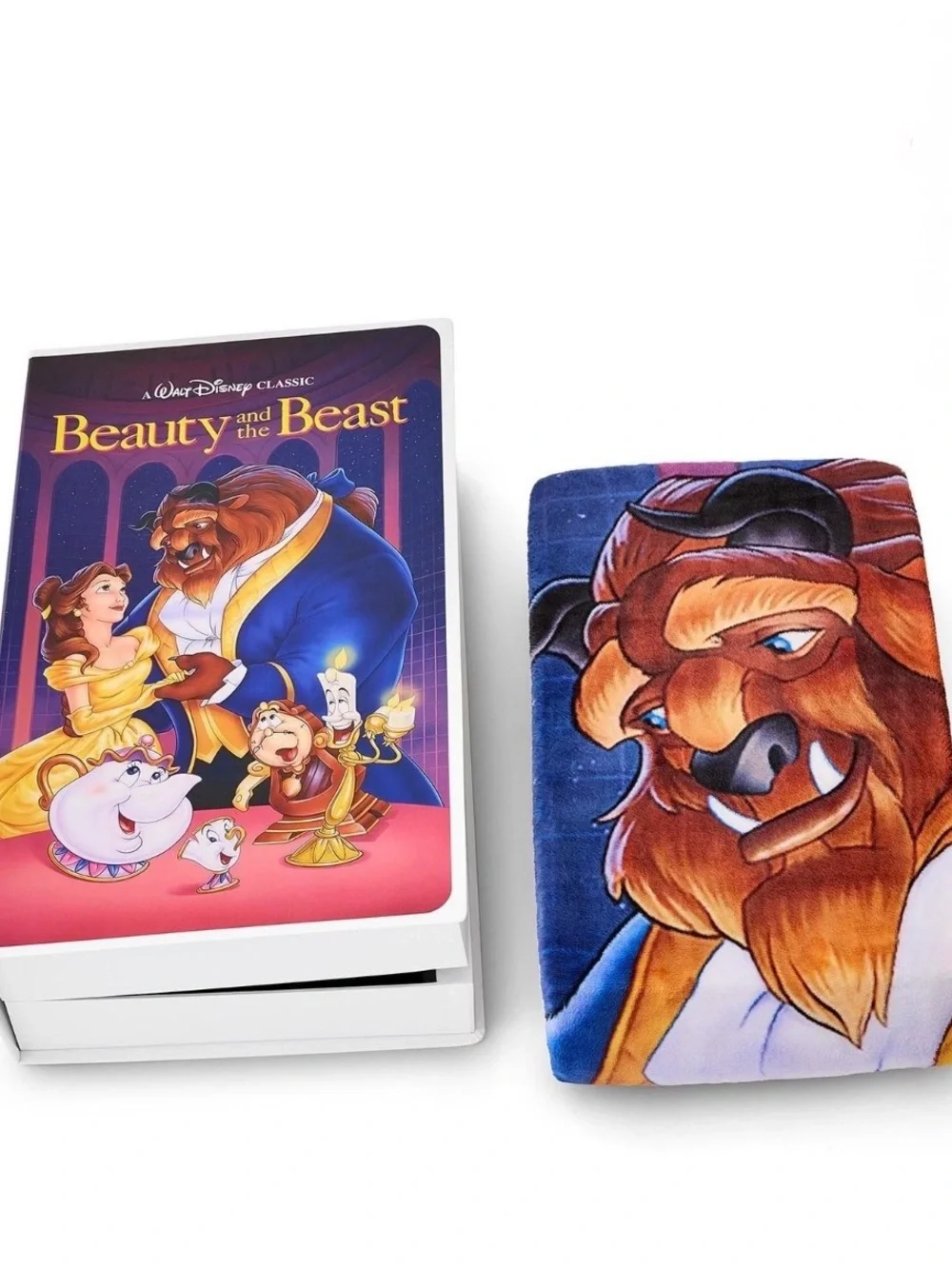 NEW SEALED Disney BEAUTY &THE BEAST VHS Boxed Silk Touch Throw Blanket 50×70